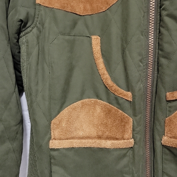 Beretta Quilted Field Jacket Olive Green Suede Trim Full Zip Size L - Picture 6 of 15